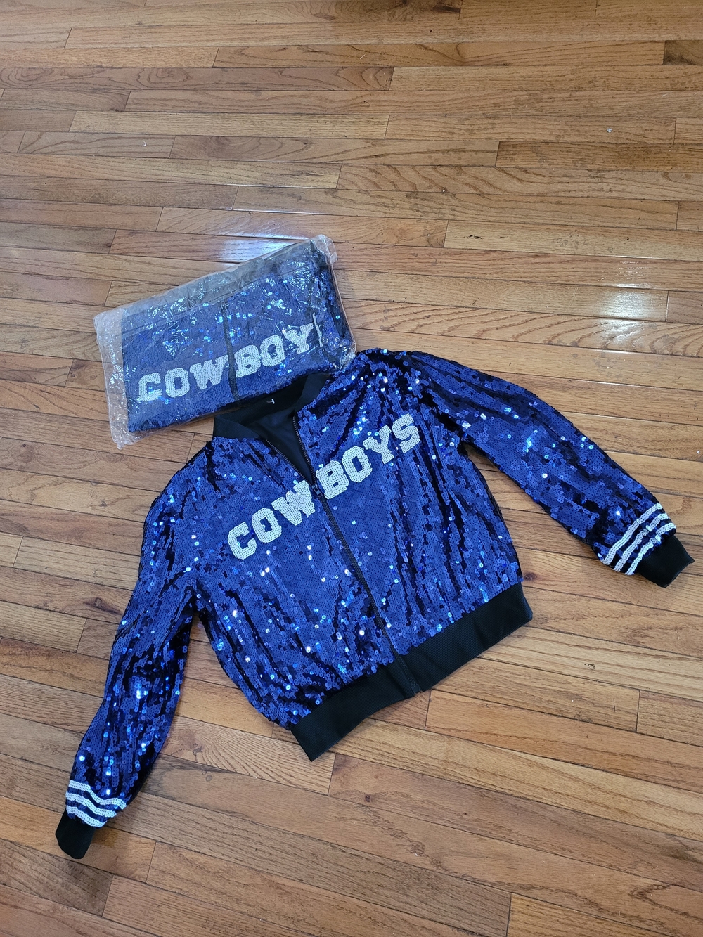Sequin 'COWBOYS' Jacket in Blue